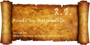 Kovács Valdemár névjegykártya
